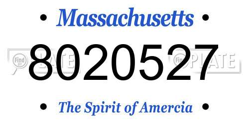 8020527 Massachusetts License Plate