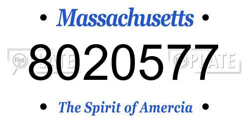 8020577 Massachusetts License Plate