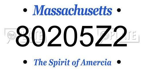 80205Z2 Massachusetts License Plate