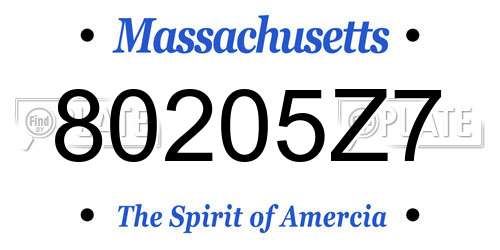 80205Z7 Massachusetts License Plate