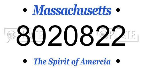 8020822 Massachusetts License Plate
