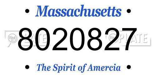 8020827 Massachusetts License Plate