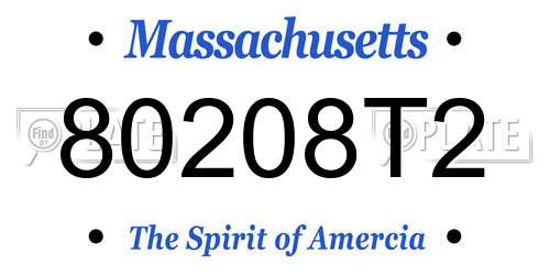 80208T2 Massachusetts License Plate