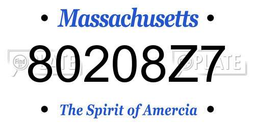 80208Z7 Massachusetts License Plate