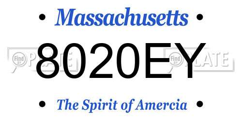 8020EY Massachusetts License Plate