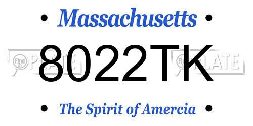 8022TK Massachusetts License Plate