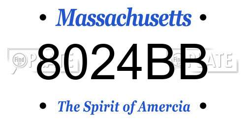 8024BB Massachusetts License Plate