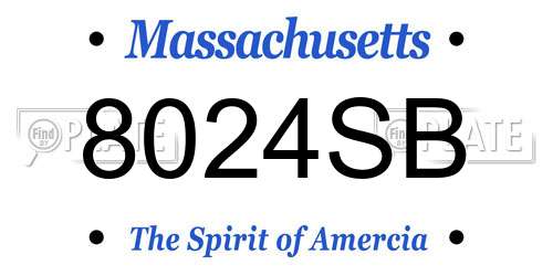 8024SB Massachusetts License Plate