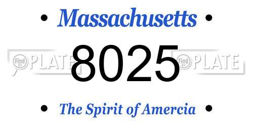 8025 Massachusetts License Plate