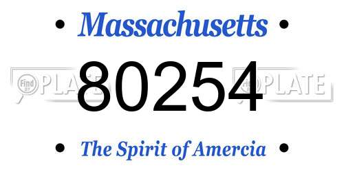 80254 Massachusetts License Plate