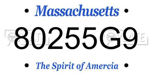80255G9 Massachusetts License Plate