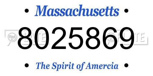 8025869 Massachusetts License Plate