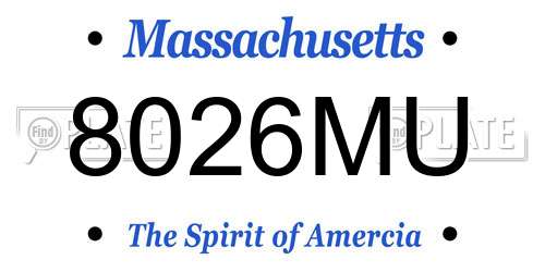 8026MU Massachusetts License Plate