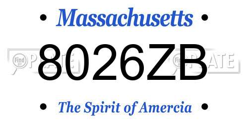 8026ZB Massachusetts License Plate