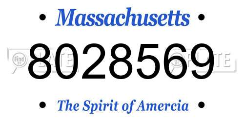 8028569 Massachusetts License Plate