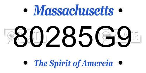 80285G9 Massachusetts License Plate