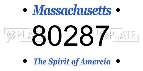 80287 Massachusetts License Plate