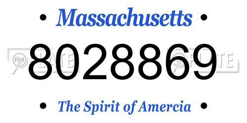 8028869 Massachusetts License Plate