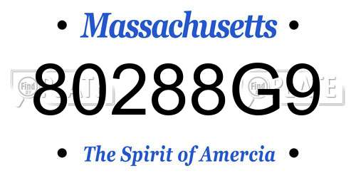 80288G9 Massachusetts License Plate