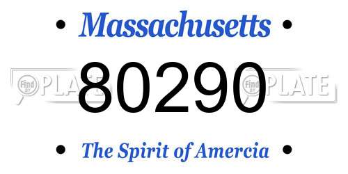 80290 Massachusetts License Plate