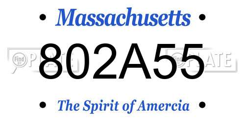 802A55 Massachusetts License Plate