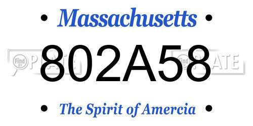 802A58 Massachusetts License Plate