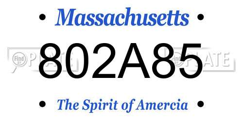 802A85 Massachusetts License Plate