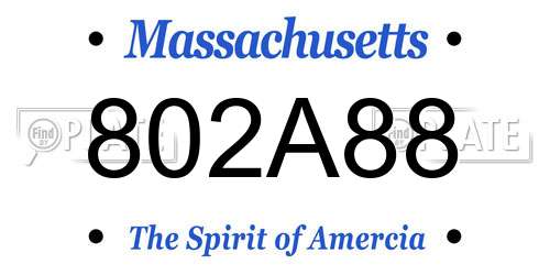 802A88 Massachusetts License Plate