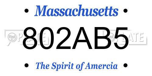 802AB5 Massachusetts License Plate