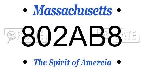 802AB8 Massachusetts License Plate