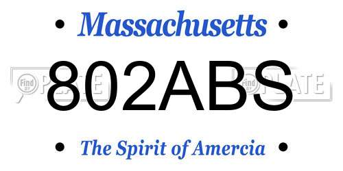 802ABS Massachusetts License Plate