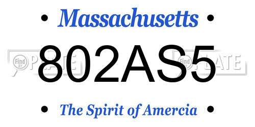 802AS5 Massachusetts License Plate