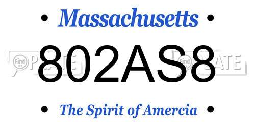 802AS8 Massachusetts License Plate