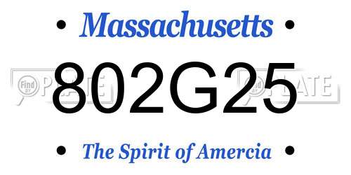 802G25 Massachusetts License Plate