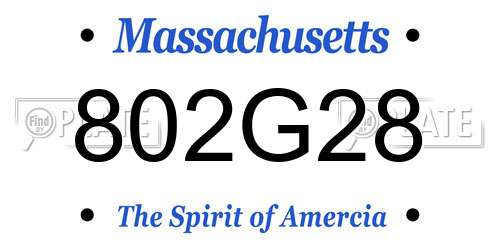 802G28 Massachusetts License Plate