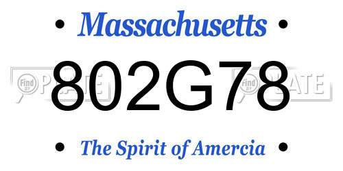 802G78 Massachusetts License Plate