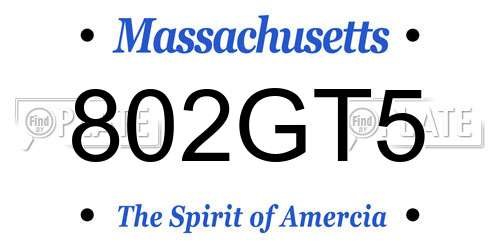 802GT5 Massachusetts License Plate