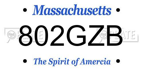 802GZB Massachusetts License Plate