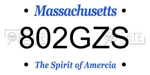 802GZS Massachusetts License Plate