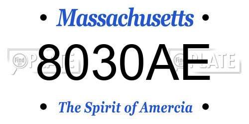 8030AE Massachusetts License Plate