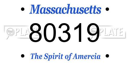 80319 Massachusetts License Plate