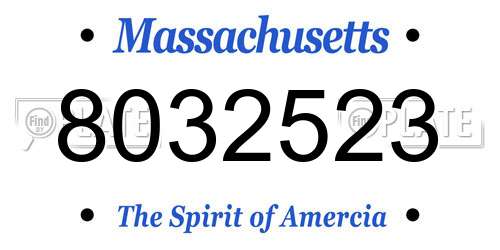 8032523 Massachusetts License Plate