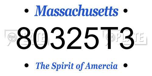 80325T3 Massachusetts License Plate
