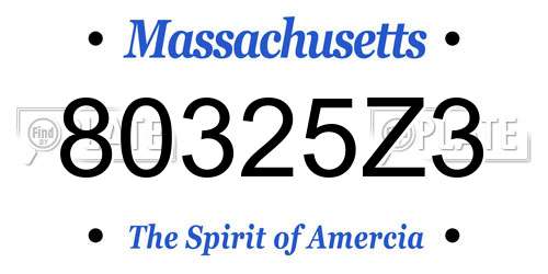80325Z3 Massachusetts License Plate
