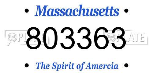 803363 Massachusetts License Plate
