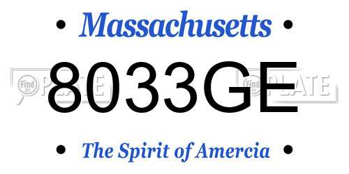 8033GE Massachusetts License Plate