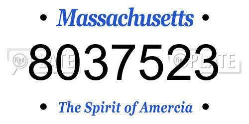 8037523 Massachusetts License Plate