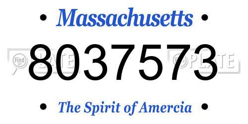 8037573 Massachusetts License Plate