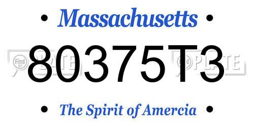 80375T3 Massachusetts License Plate
