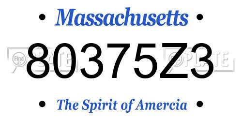 80375Z3 Massachusetts License Plate
